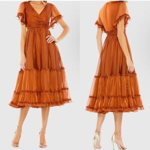 Mac Duggal Rust Midi Dress